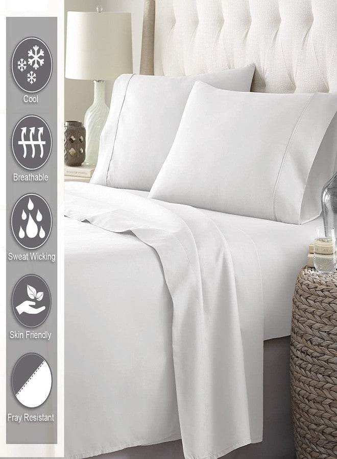 Rajlinen طقم ملاءات سرير راجلينين مقاس كينج مكون من 4 قطع - طقم ملاءات سرير قطنية 100% - ملاءات سرير فاخرة للفنادق بجيب عميق يصل إلى 15 بوصة - مقاومة للتجاعيد والبهتان والبقع (كينج، أبيض) - Image 5