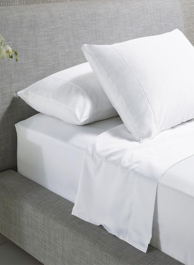 Rajlinen طقم ملاءات سرير راجلينين مقاس كينج مكون من 4 قطع - طقم ملاءات سرير قطنية 100% - ملاءات سرير فاخرة للفنادق بجيب عميق يصل إلى 15 بوصة - مقاومة للتجاعيد والبهتان والبقع (كينج، أبيض) - Image 2