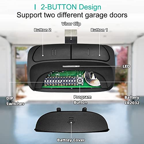 X X-HOUSE Universal Garage Door Opener Remote Replacement for Chamberlain Liftmaster Linear,Stanley,Craftsman, Works Multi-Frequency 300/310/315/318/390MHz etc- 2 Pack - Image 4