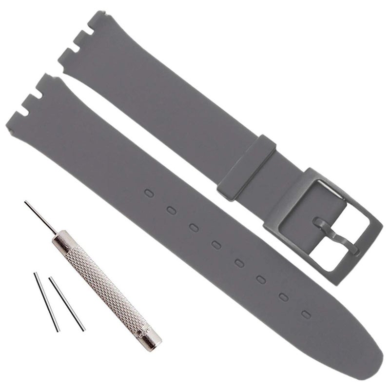 GreenOlive OliBoPo Ultra-thin Replacement Waterproof Silicone Rubber Watch Strap Watch Band for Swatch Skin Series (16mm, Grey) - Image 1