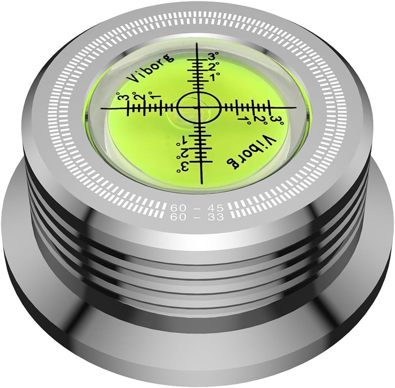 VIBORG LP628S Record Weight Disc Stabilizer, Silver 60Hz Turntable Level, 280G (9.9 OZ) HiFi 3 in 1 Vibration-Proof Vinyl Clamp with Bubble Leveling (60Hz, Silver) - Image 1