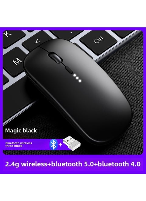 Wireless Mouse Charging Silent Bluetooth Dual-mode Home Office Laptop Desktop External Unlimited Mouse-Specifications:MaGic Black-bluetooth Wireless Three Mode [2.4G Wireless + Bluetooth 5.0 + Bluetooth 4.0]