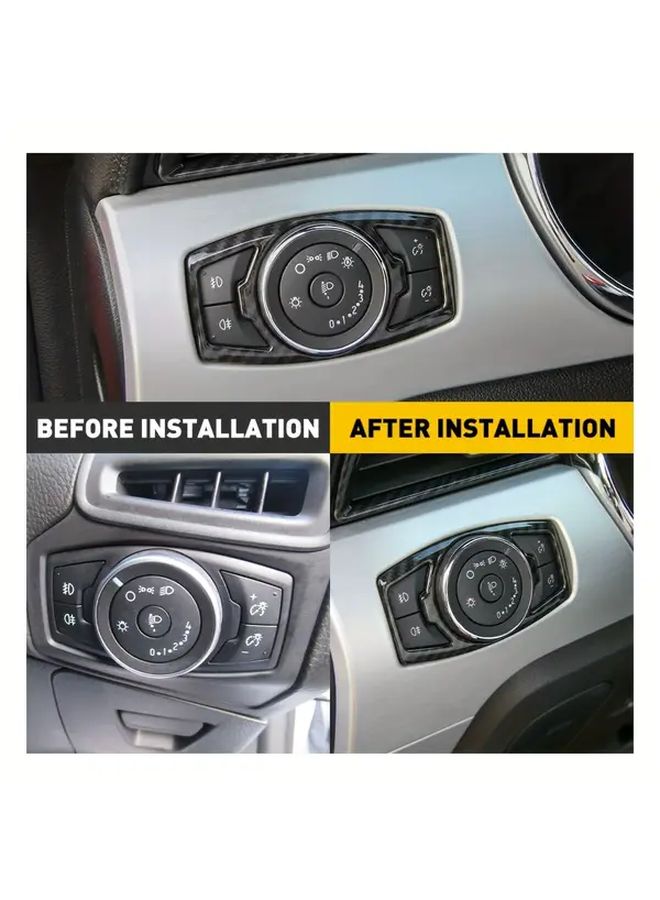 Carbon Fiber Headlight Switch Button Trim Cover Compatible With Ford Mustang 2015 2016 2017 2018 2019 2020 2021 Decoration Accessory - Image 3