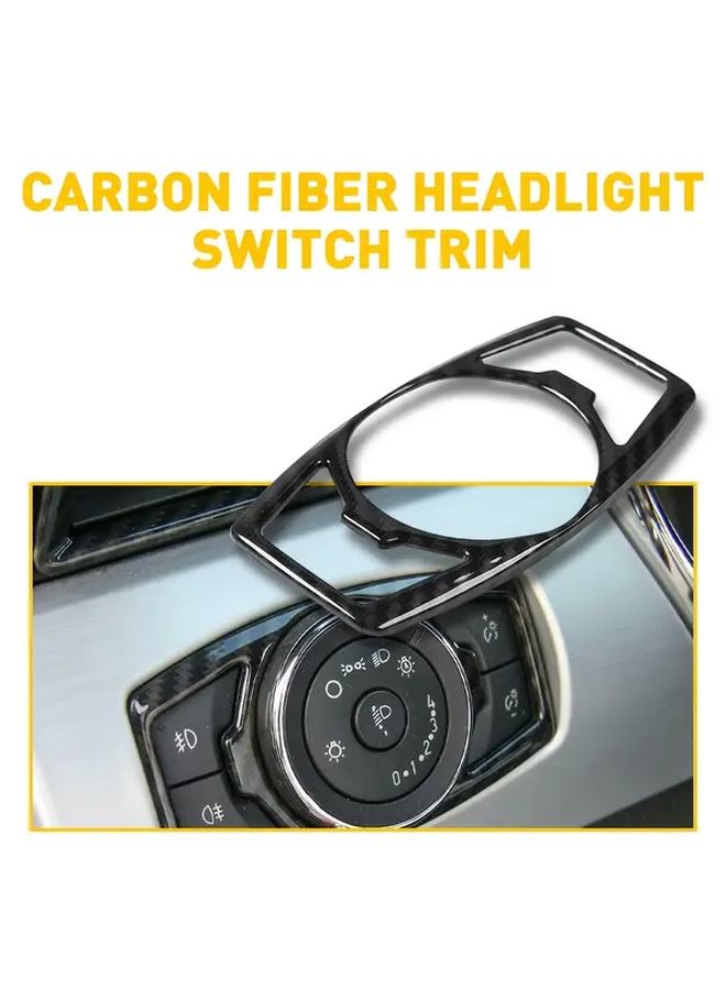 Carbon Fiber Headlight Switch Button Trim Cover Compatible With Ford Mustang 2015 2016 2017 2018 2019 2020 2021 Decoration Accessory - Image 1