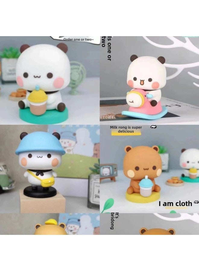 Panda One Two And Cloth Daily Hand-made Blind Box Doll Desktop Cute Trendy Toy Girl Car Ornaments-Color:One And Two Backpacks  - Image 2