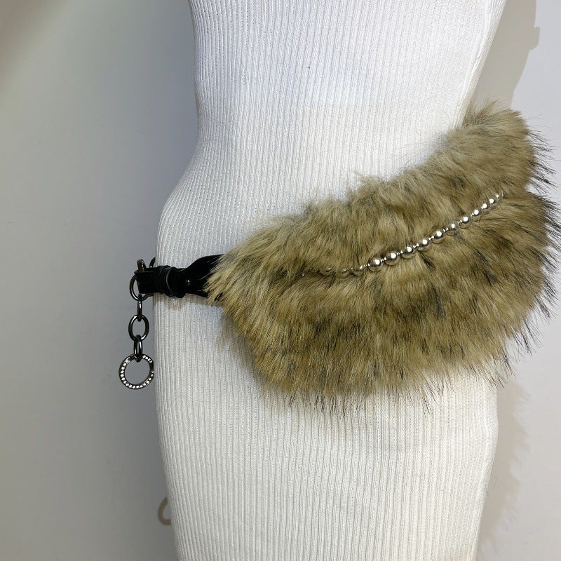 New Rabbit Fur Belt D. I .A Ootd Mao Mao Belt Europe And America Spice Girl Waist Cover Wide Belt - Image 3
