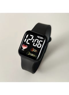 PRO LED Electronic Watch Waterproof Square Digital Touch Screen Couple Student Children Fashion Bracelet - Black  - Image 1