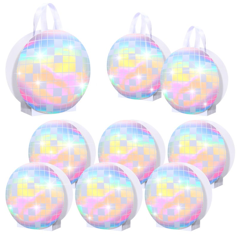 Kolldenn 24 Pcs Disco Ball Holographic Gift Bags Disco Party Favor Iridescent Paper Treat Bags 70s 80s 90s Birthday Party Supplies with Handles for Candy Goodies Wedding Bachelorette Decorations - Image 2