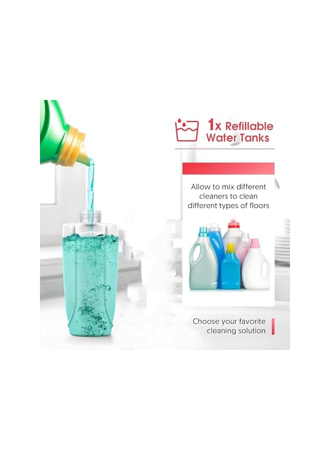 PROMASS HOME ESSENTIAL Spray Mop for Floor Cleaning – 360° Microfiber Mop with Water-Locking Cloth, Fine Mist Nozzlel, One-Handed Operation for Cleaning Kitchen, Wood, and Ceramic Tile Floors, Red - Image 4