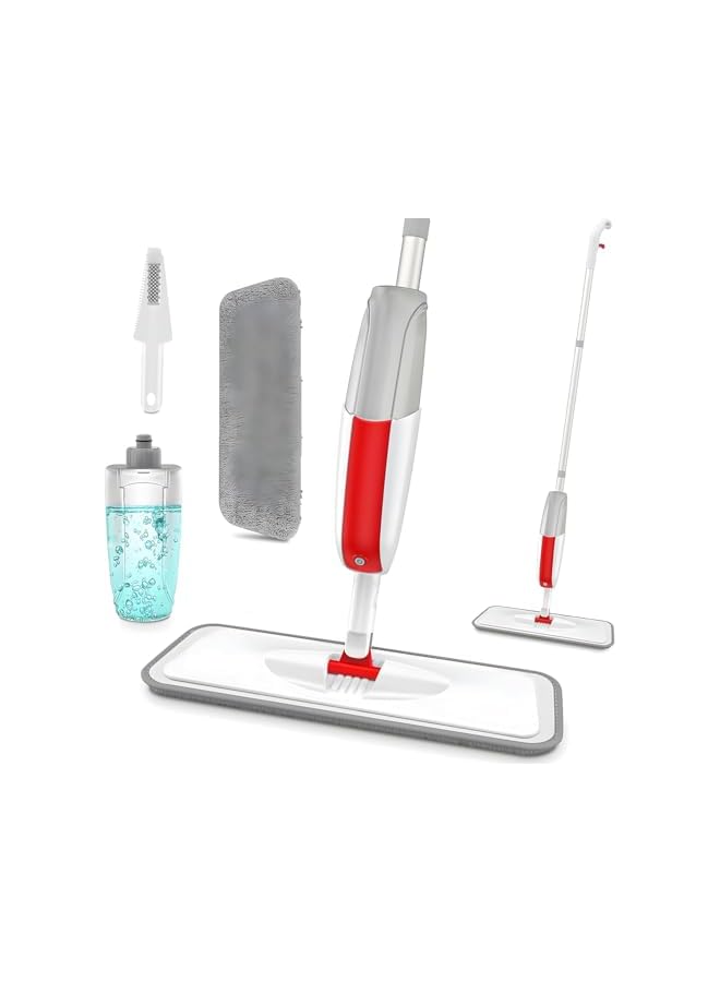 PROMASS HOME ESSENTIAL Spray Mop for Floor Cleaning – 360° Microfiber Mop with Water-Locking Cloth, Fine Mist Nozzlel, One-Handed Operation for Cleaning Kitchen, Wood, and Ceramic Tile Floors, Red - Image 3