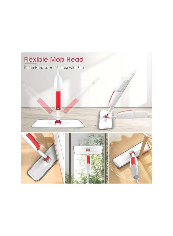 PROMASS HOME ESSENTIAL Spray Mop for Floor Cleaning – 360° Microfiber Mop with Water-Locking Cloth, Fine Mist Nozzlel, One-Handed Operation for Cleaning Kitchen, Wood, and Ceramic Tile Floors, Red - Image 5
