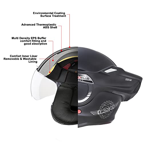 BEON Modular Full Face Helmet DOT Approved, 2-in-1 180° Flip-up Open face Street Bike Helmet, Dual Visors Pilot Style Helmet for Men Adult (S-XXL) - Image 3