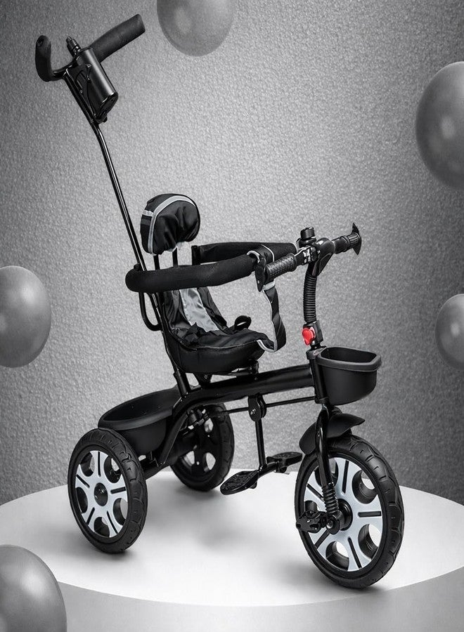 Maanit | Easy to Ride Baby Tricycle with Parental Control Handle with Water Bottle | Kids Storage Basket and Bell | Foldable Footrest | for Kids, Boys, Girls of 1 to 5 (Grey) - Image 1