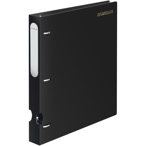 MUKAWA 1 Inch 3 Ring Binder, D-Ring Binder Holds 250 Sheets, PP Cover with Writable Spine Label, Lay-Flat Design, Letter Size 8.5x11, Lightweight for School, Office & Home Organization, 1 Pack, Black - Image 1