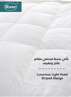Rose Premium White Hotel Stripe Comforter Duvet Insert Filling, High Quality Filling, Super Soft All Season Quilt, Single Size 235 x 165 cm  - Image 5