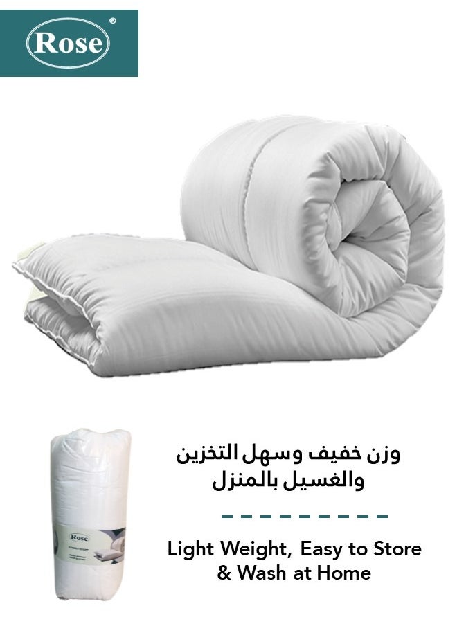 Rose - Premium White Hotel Stripe Comforter Duvet Insert Filling, High Quality Filling, Super Soft All Season Quilt, Single Size 235 x 165 cm - Image 1