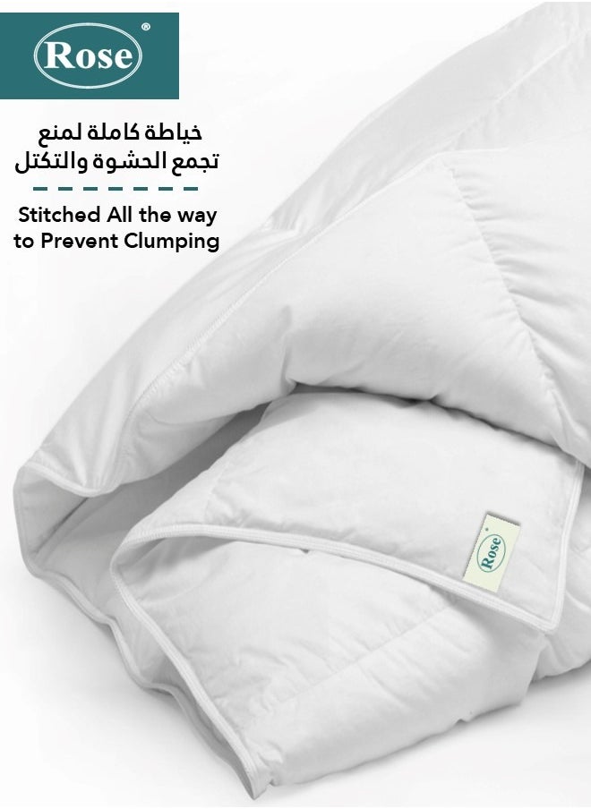 Rose - Premium White Hotel Stripe Comforter Duvet Insert Filling, High Quality Filling, Super Soft All Season Quilt, Single Size 235 x 165 cm - Image 1