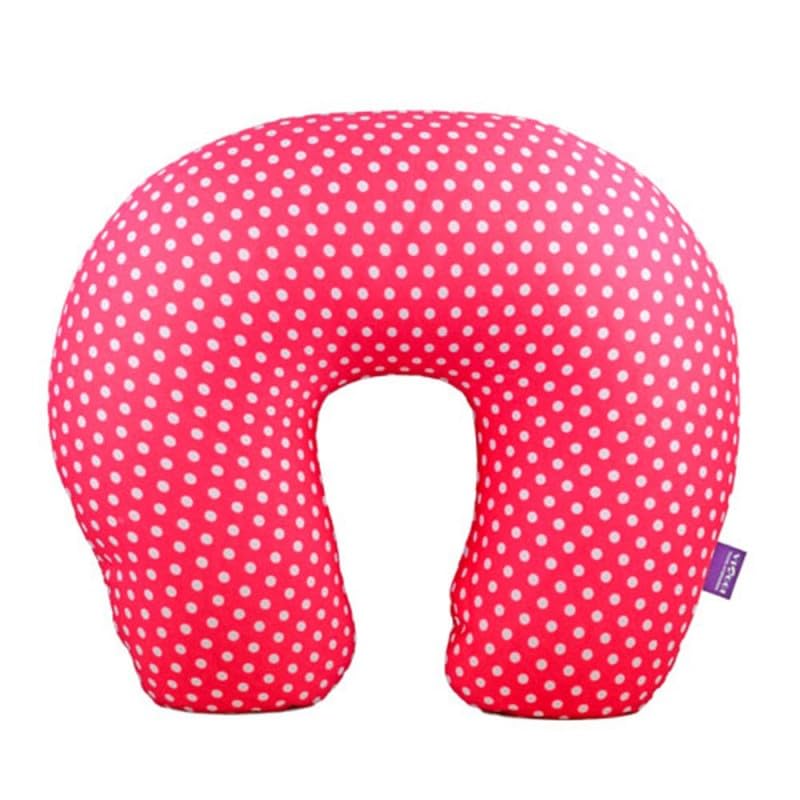 Viaggi Microbeads U Shape Neck Pillow for Travel and Relief Neck Pain Cervical Orthopedic Pillow Minidot Pink - Image 1