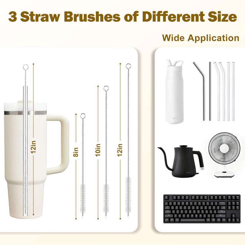 XYFuuee 5 Pack Dish Bottle Brush Set with 5-in-1 Cup Cleaning Brush, Dish Scrub Long Handle Brush with Scraper Tip, 3 Straw Cleaner Brushes, Washing Kitchen Sink Pot Pan Water Bottle Stove - Image 5