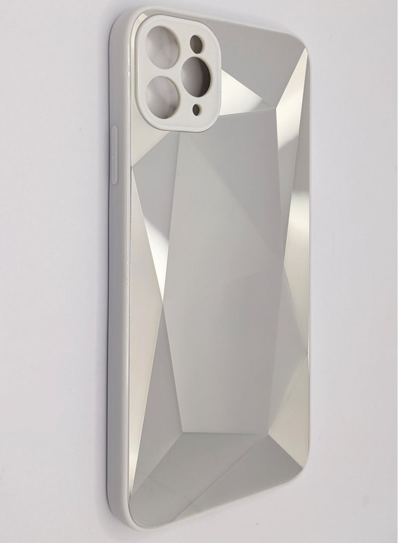 HEXABEX حافظة آيفون 11 برو، حافظة حماية على شكل مرآة لامعة لهاتف آيفون 11 برو فضي - Image 1