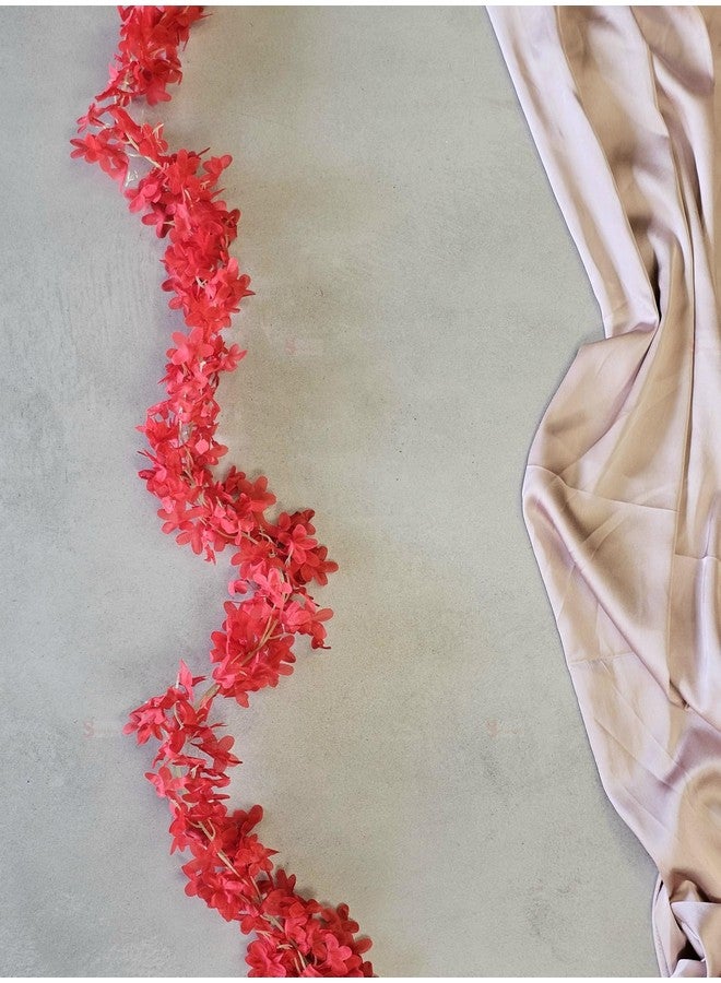 Satyam Kraft SATYAM KRAFT 2 Lines Artificial Ixora Flower Garlands - Decorative Hanging Plants for Home, Wedding,Home Decor,Office,Living Room,Festivals & Special Occasions (Pack of 2)(Red)  - Image 5