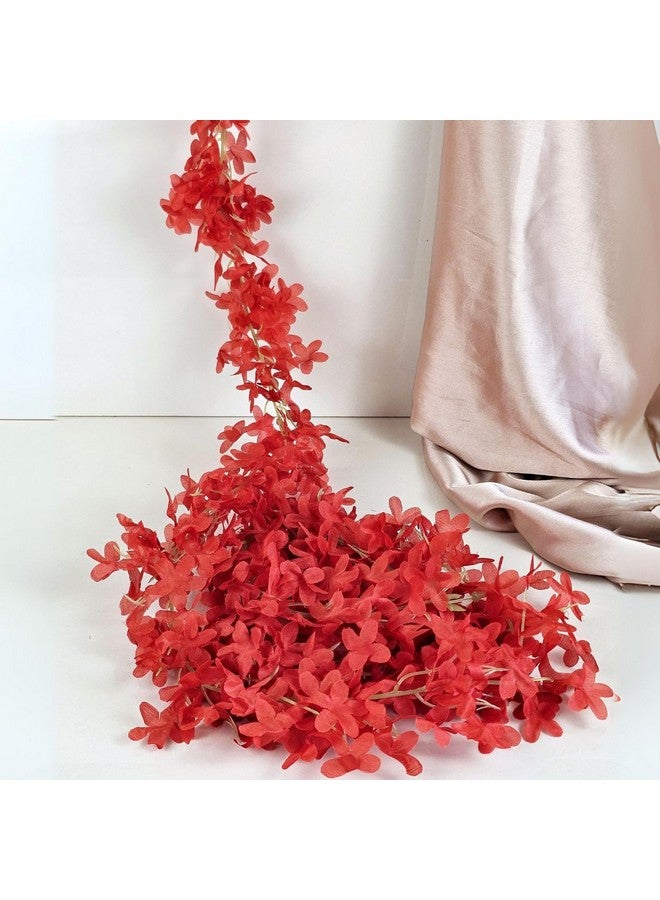 Satyam Kraft SATYAM KRAFT 2 Lines Artificial Ixora Flower Garlands - Decorative Hanging Plants for Home, Wedding,Home Decor,Office,Living Room,Festivals & Special Occasions (Pack of 2)(Red)  - Image 1