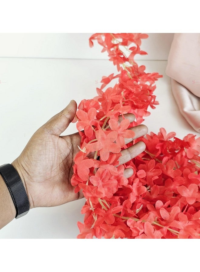 Satyam Kraft SATYAM KRAFT 2 Lines Artificial Ixora Flower Garlands - Decorative Hanging Plants for Home, Wedding,Home Decor,Office,Living Room,Festivals & Special Occasions (Pack of 2)(Red)  - Image 3