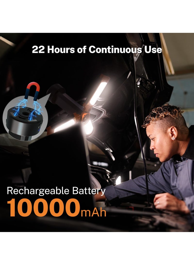 Rechargeable 10000mAh Camping Light with Stand 186cm Max Height, Cordless Work Light with 3 LED Lamp Heads, 2200 Lumens Camping Essentials Gear Emergency Flashlight with Detachable Tripod - Image 3