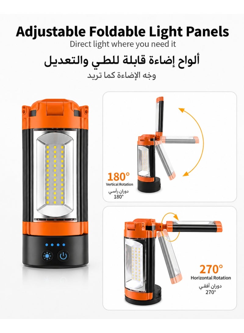 Rechargeable 10000mAh Camping Light with Stand 186cm Max Height, Cordless Work Light with 3 LED Lamp Heads, 2200 Lumens Camping Essentials Gear Emergency Flashlight with Detachable Tripod - Image 3