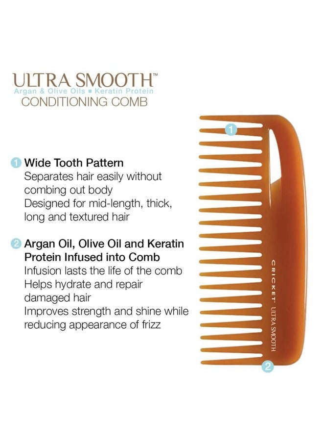 Cricket Ultra Smooth Hair Conditioning Rake Comb with Wide-Tooth Comb Design - Hair Comb Made with Argan Oil, Olive Oil, and Keratin - Ideal for Knot, Curly, Thick, and Frizzy Hair - Image 3