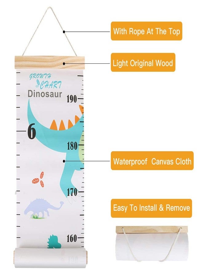 Outivity Growth Chart for Kids, Height Chart for Kids/Boys/Girls/Baby, Canvas & Wooden, Removable Growth Height Chart, Christmas Wall Room Decor -Dinosaur - Image 2