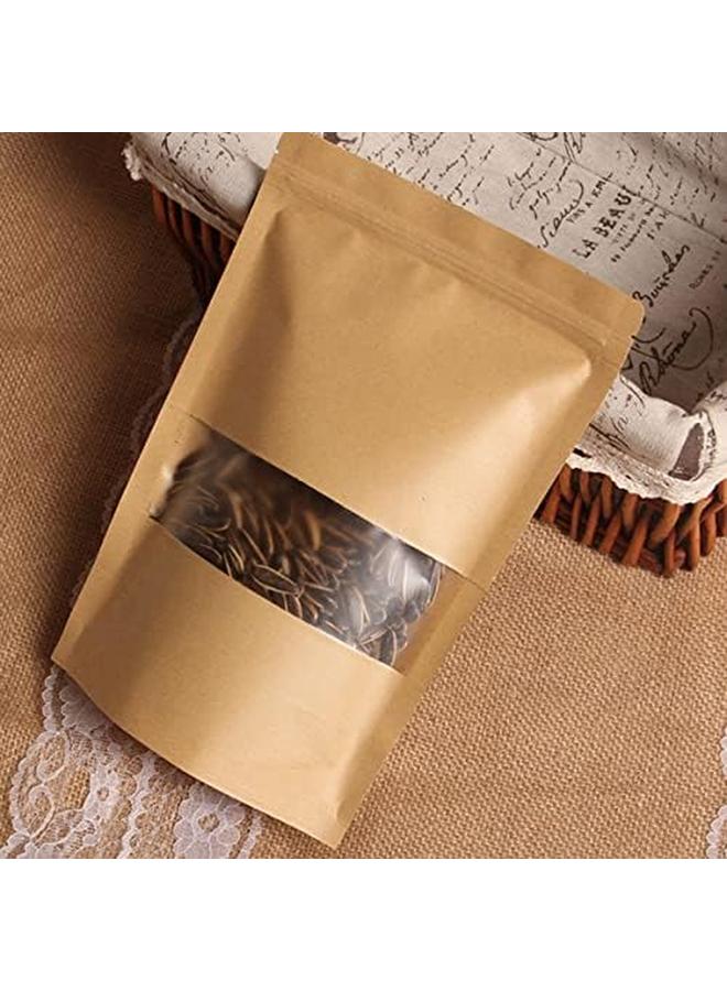 ECVV 40Pcs Kraft Bags With Transparent Window Multipurpose Stand Up Pouches Ziplock Seal Storage Bags For Small Business Family Packing 15X22Cm - Image 2