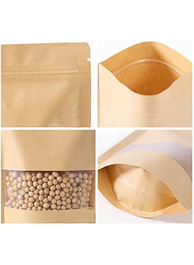 ECVV 40Pcs Kraft Bags With Transparent Window Multipurpose Stand Up Pouches Ziplock Seal Storage Bags For Small Business Family Packing 15X22Cm - Image 3