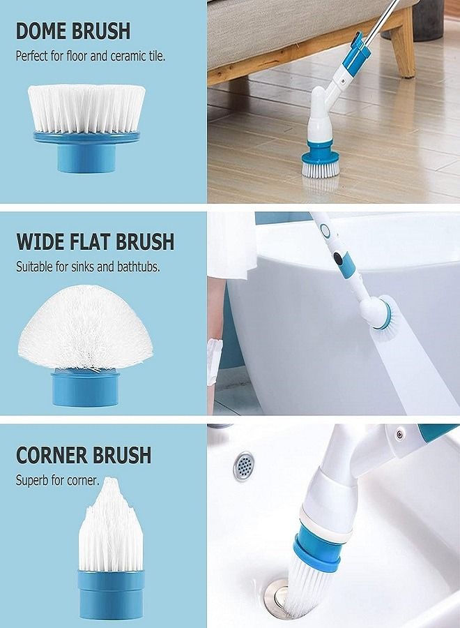 Spin فرشاة كهربائية دوارة، فرشاة أرضية دش لاسلكية 360 درجة، أدوات تنظيف منزلية، مع 3 رؤوس فرشاة قابلة للاستبدال وذراع تمديد، مناسبة لأحواض الاستحمام والمطابخ والحمامات والبلاط والمراحيض - Image 4