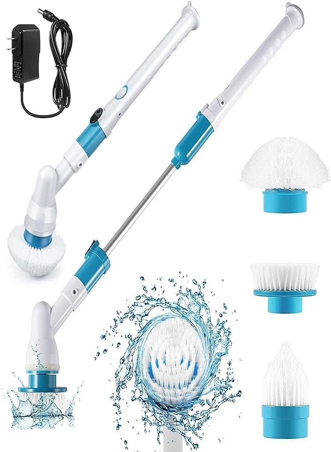 Spin فرشاة كهربائية دوارة، فرشاة أرضية دش لاسلكية 360 درجة، أدوات تنظيف منزلية، مع 3 رؤوس فرشاة قابلة للاستبدال وذراع تمديد، مناسبة لأحواض الاستحمام والمطابخ والحمامات والبلاط والمراحيض - Image 1