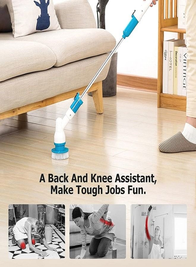 Spin فرشاة كهربائية دوارة، فرشاة أرضية دش لاسلكية 360 درجة، أدوات تنظيف منزلية، مع 3 رؤوس فرشاة قابلة للاستبدال وذراع تمديد، مناسبة لأحواض الاستحمام والمطابخ والحمامات والبلاط والمراحيض - Image 3