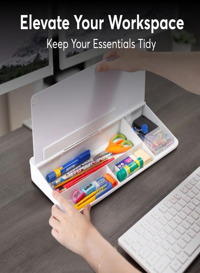 HURUC Small Glass Desktop Whiteboard with Storage,15.3"x7.08"x2.16" inch Desk White Board with Markers & Duster, Desktop Dry Erase Board, Desk Buddy Organizer for Home, Office, School (White) - Image 3