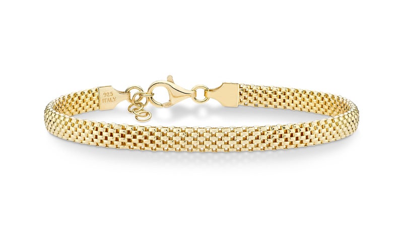 Miabella Gold Plated 925 Sterling Silver Italian 5mm Mesh Link Chain Bracelet for Women, Made in Italy (Length 6.5 Inches) - Image 1