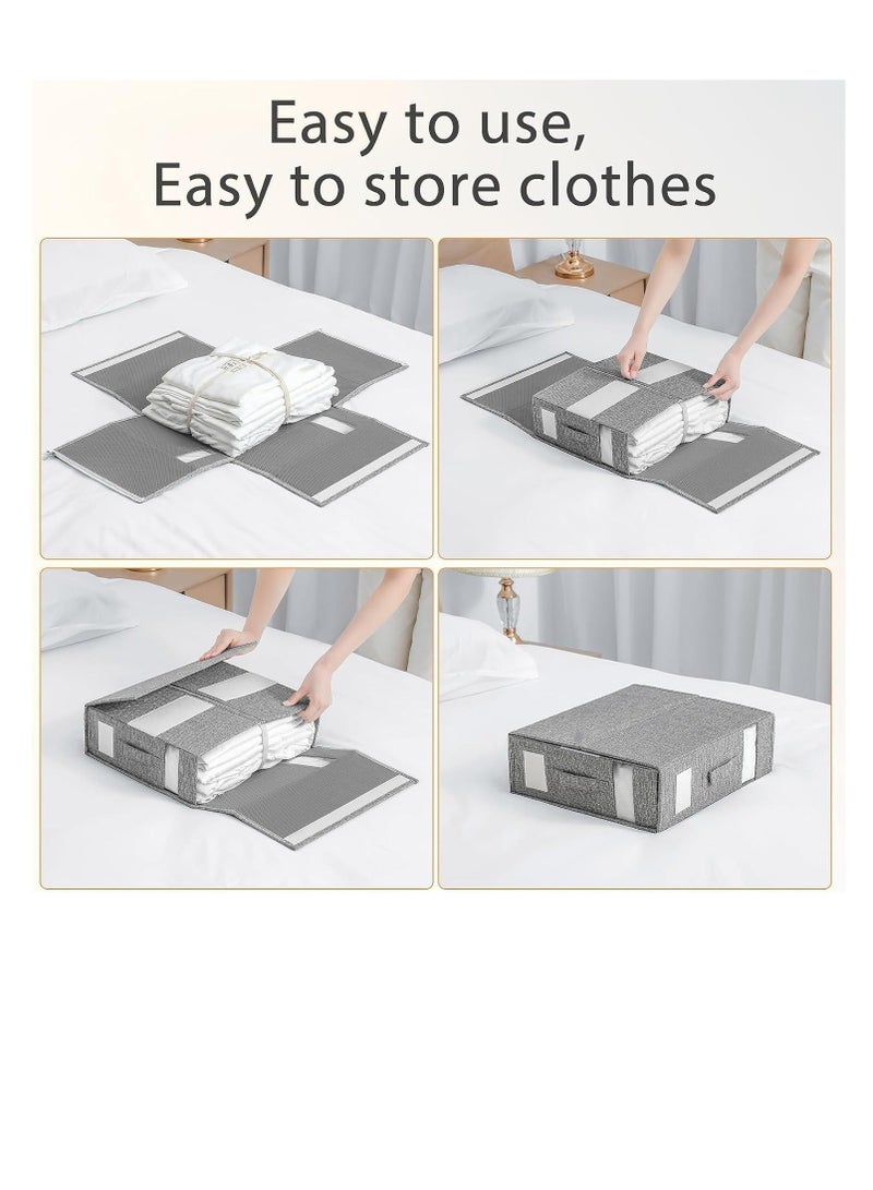 DUNISO Bed Sheet Organizer and Storage, Foldable Sheet Set Organizer With Labeled Window Handle Zipper Grey Cube Portable Storage Box(Grey) - Image 5
