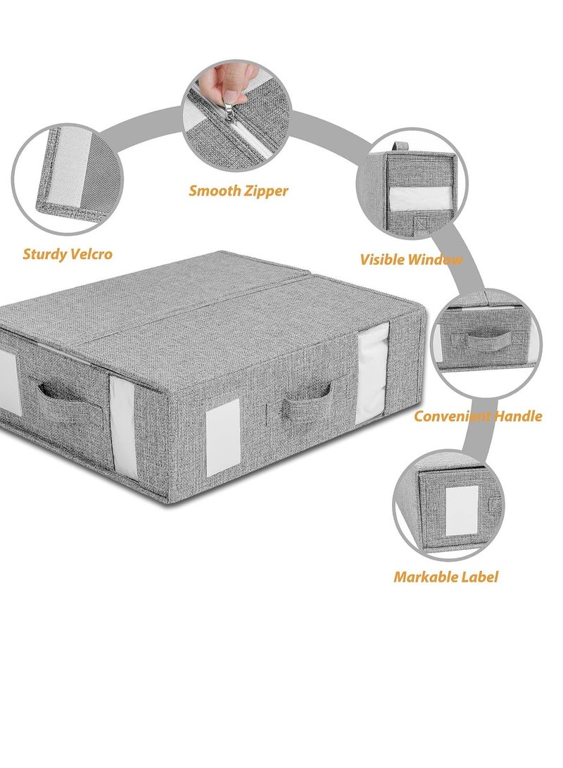DUNISO Bed Sheet Organizer and Storage, Foldable Sheet Set Organizer With Labeled Window Handle Zipper Grey Cube Portable Storage Box(Grey) - Image 2
