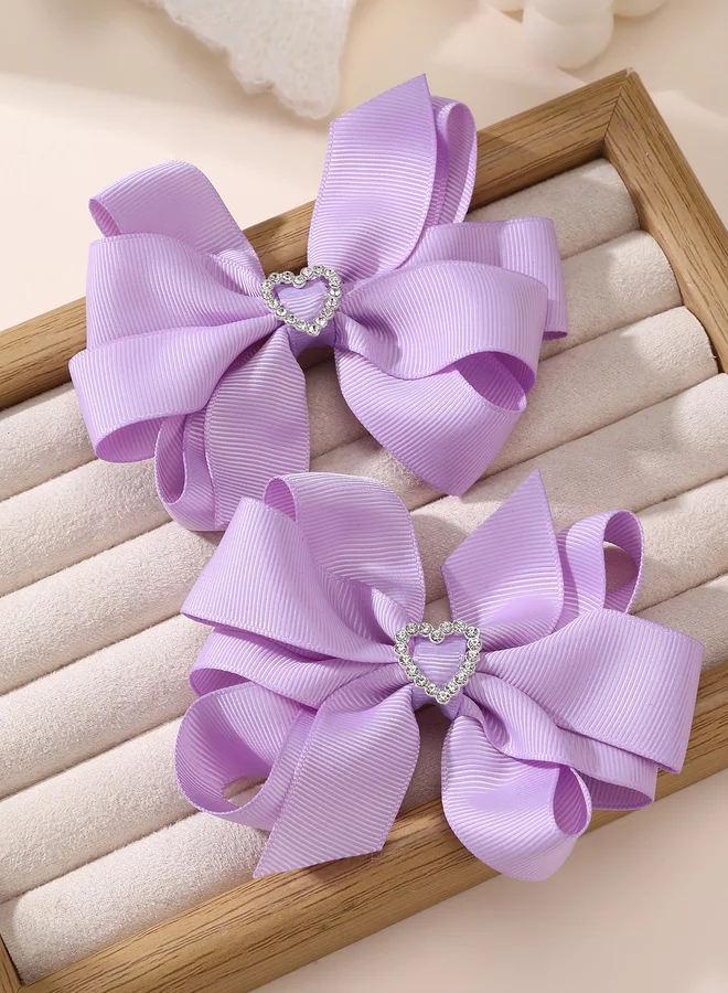 تايك تو Set of 2 - Solid Heart Bow Hair Clips