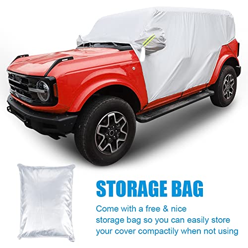 JSCARLIFE Car Cover for F-ord Bronco 4 Door 2021 2022 Windproof Dustproof Scratch Resistant Outdoor UV Protection Auto Rain Sunshade Exterior Cover Accessories (Half Car Cover) - Image 2