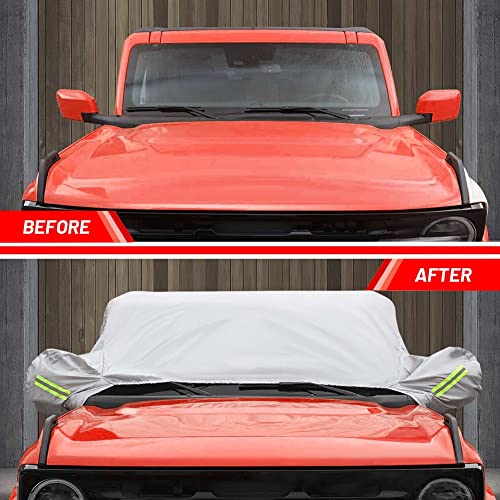 JSCARLIFE Car Cover for F-ord Bronco 4 Door 2021 2022 Windproof Dustproof Scratch Resistant Outdoor UV Protection Auto Rain Sunshade Exterior Cover Accessories (Half Car Cover) - Image 5