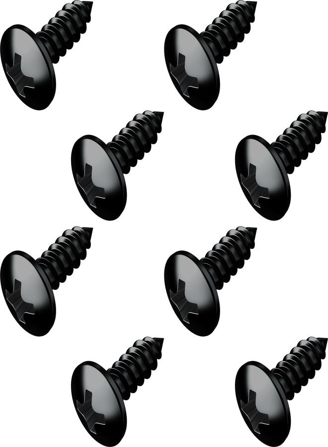 PRIME AVE Black Oxide Stainless Steel License Plate Screws for License Plates, Frames, Covers- RustProof Licence Plate Screw Set for Front/Rear - Compatible w/Buick Cadillac Chevrolet GMC (Pack of 8) - Image 1