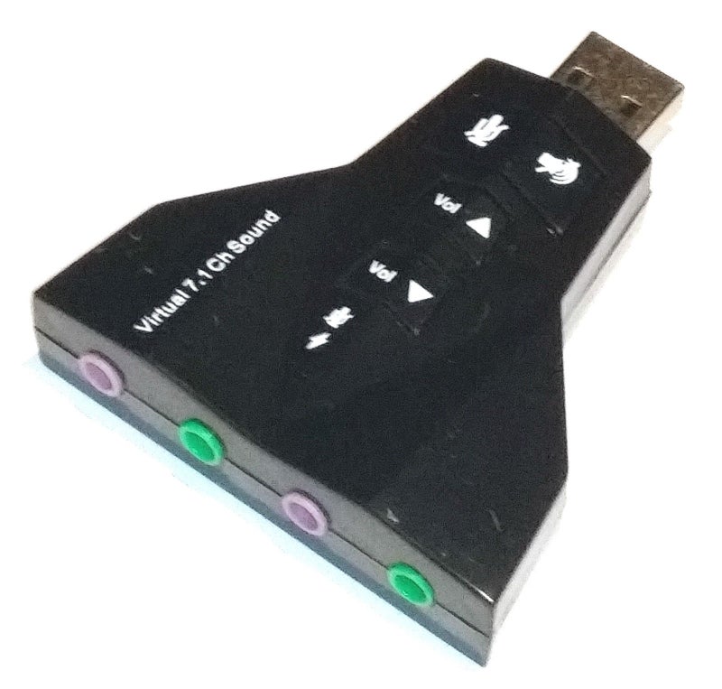 AlexVyan Airplane Virtual 7 1 Channel USB Sound Adapter External Sound Card with 2 Stereo Output and Mono Microphone-Input Jack (Black) Aeroplane with Volume/Sound Buttons - Image 1