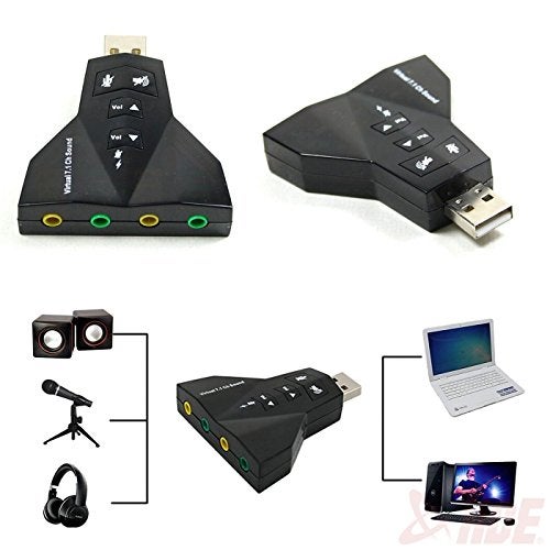 AlexVyan Airplane Virtual 7 1 Channel USB Sound Adapter External Sound Card with 2 Stereo Output and Mono Microphone-Input Jack (Black) Aeroplane with Volume/Sound Buttons - Image 4