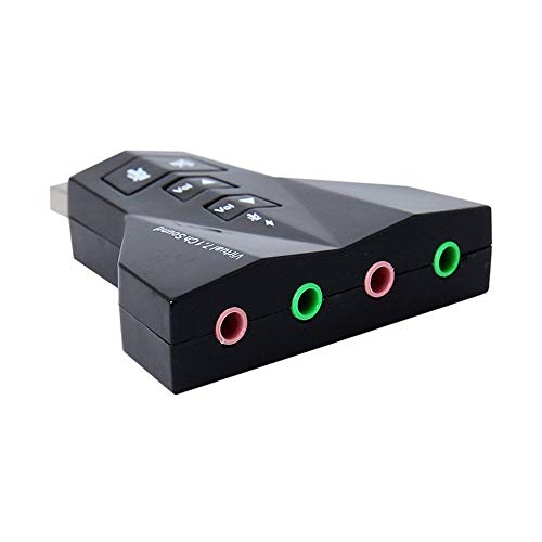 AlexVyan Airplane Virtual 7 1 Channel USB Sound Adapter External Sound Card with 2 Stereo Output and Mono Microphone-Input Jack (Black) Aeroplane with Volume/Sound Buttons - Image 5