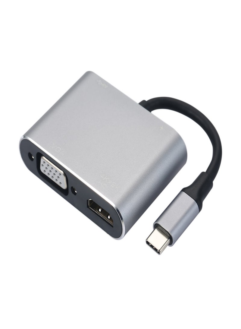 4-IN-1 Hub Type-C to HD VGA Adapter USB Type-C Multiport Converter Splitter with 4K HD Output USB3.0 PD Charging Port Compatible with Macbook Pro 2020 Chromebook Surface Go - Image 1