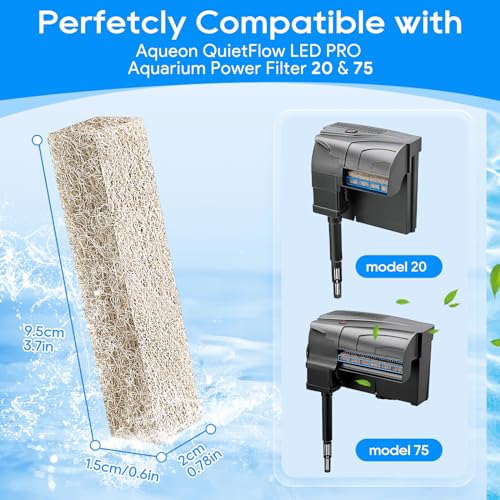 Cunina 12PCS Ammonia Reducer Filter Pads Compatible with Aqueon Quietflow 20 75 Sponge Replacement Filter Cartridges for Aqueon Quietflow LED PRO Aquarium Fish Tank Power Filter - Image 3