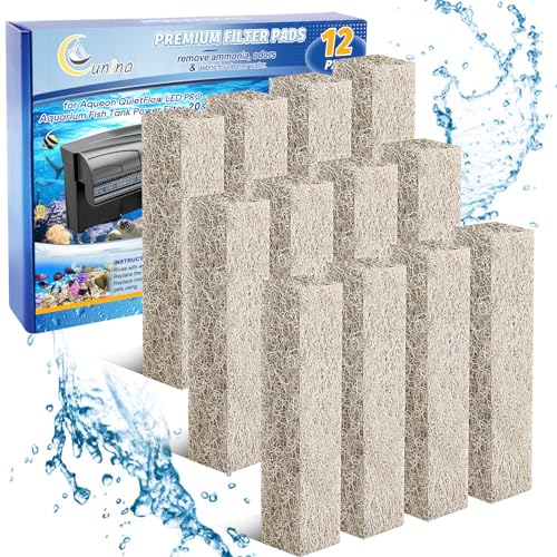 Cunina 12PCS Ammonia Reducer Filter Pads Compatible with Aqueon Quietflow 20 75 Sponge Replacement Filter Cartridges for Aqueon Quietflow LED PRO Aquarium Fish Tank Power Filter - Image 1